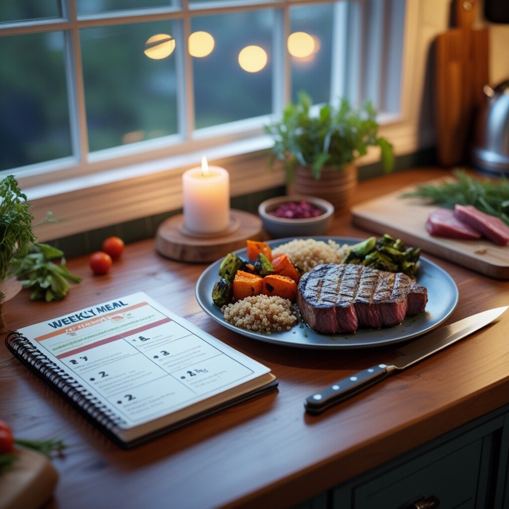 Balanced Red Meat Meal Prep Scene